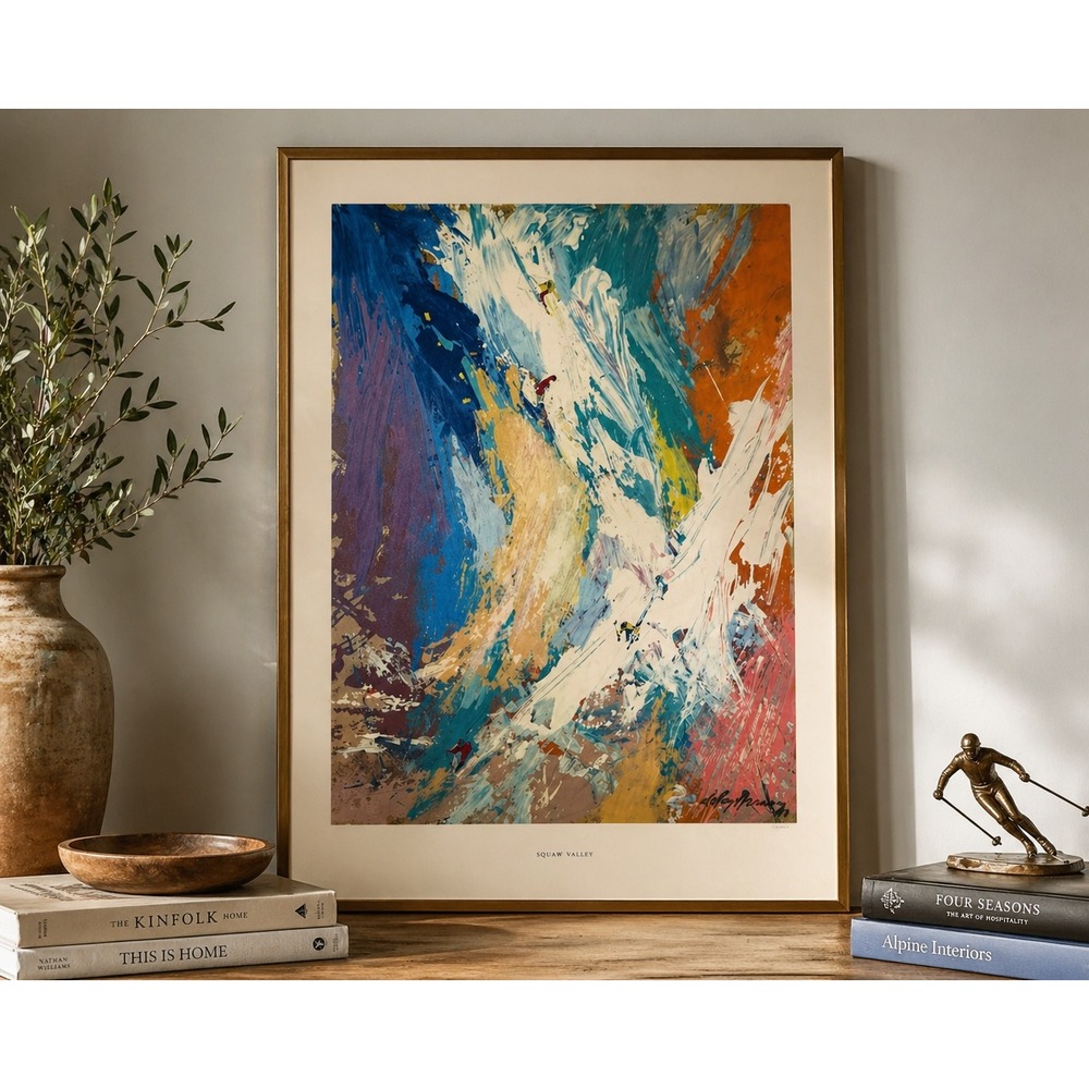 Leroy‎ Neiman Squaw Valley Ski Print Abstract Olympic Snow Poster Vintage Art
